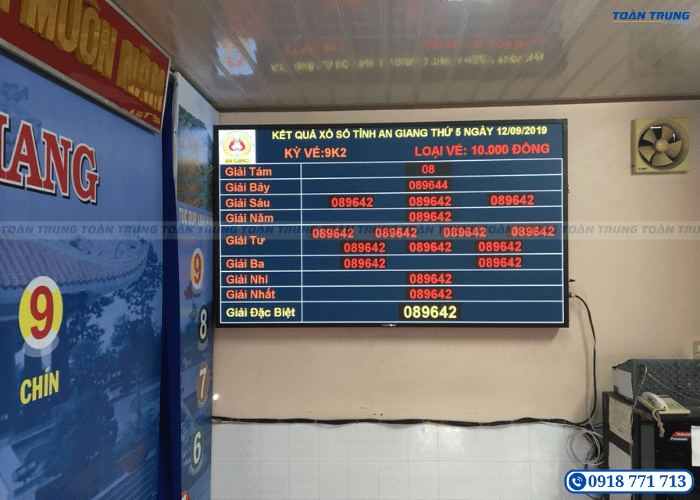 Bảng đèn LED điện tử hiển thị kết quả xổ số kiến thiết