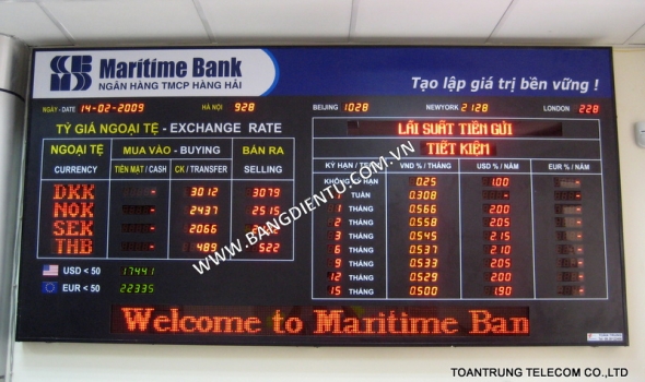 Bảng điện tử tỷ giá Maritime Bank